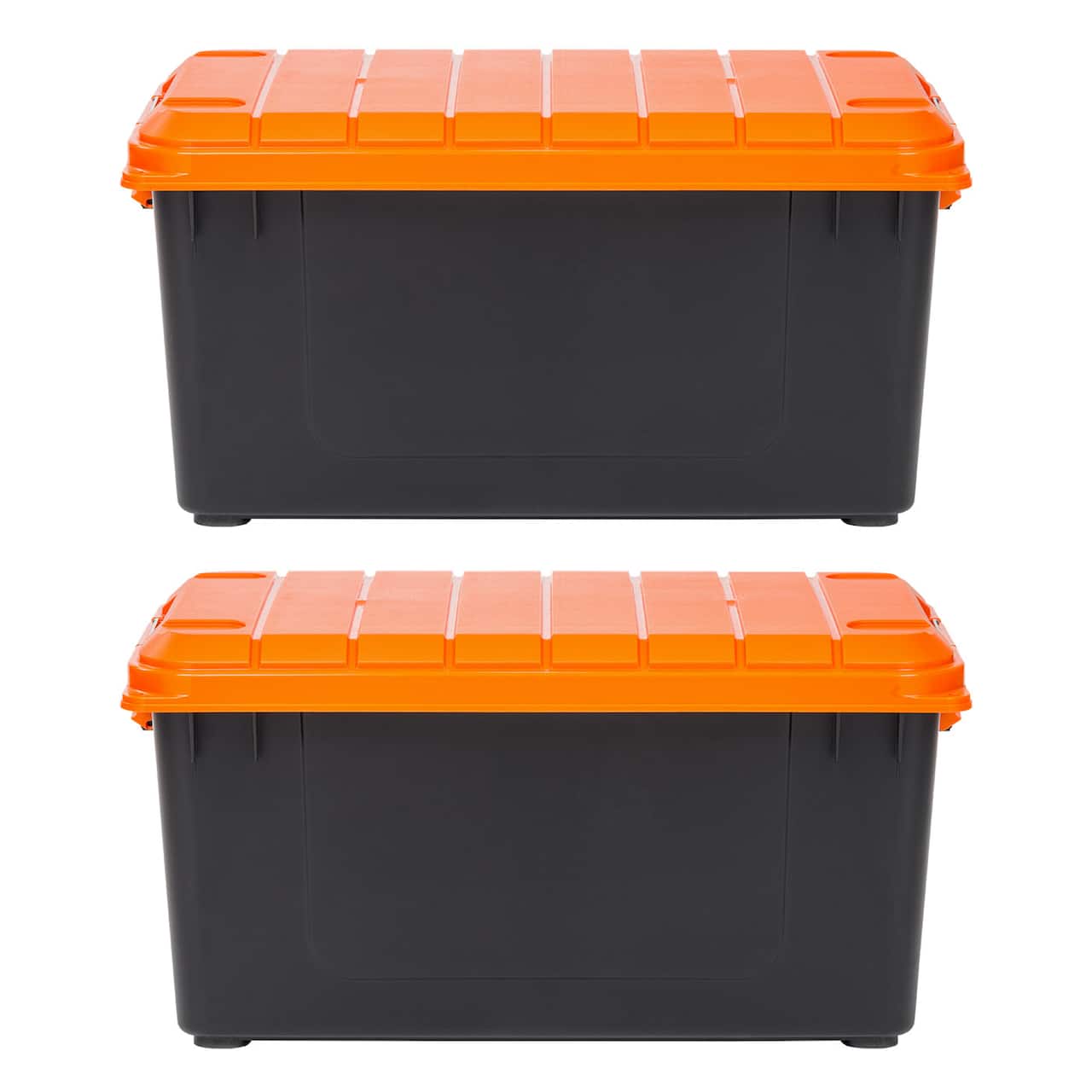 IRIS® 82qt. Black Heavy Duty Store-It-All Totes with Orange Lids, 2ct.